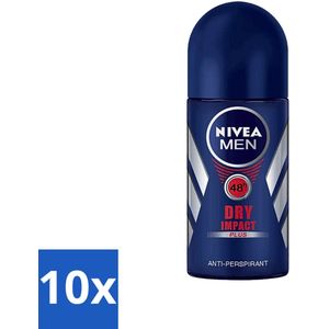 Nivea - Deo Roll-On - Men - Dry Impact - Anti-Transpirant - 50 ml - Bulkverpakking - 10 stuks