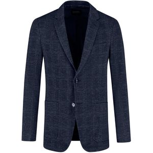 GENTS - Colbert stretch ruit - Polyblend - Blauw - Maat 46/M