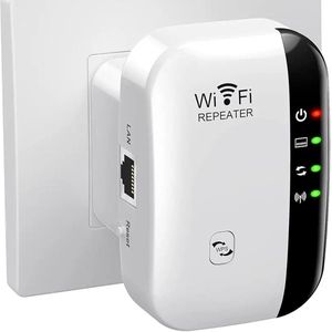 WiFi Versterker - Met Ethernet Poort en Eén-Knops Installatie - Voor Grote Huizen - WiFi Repeater - Wit - 1 Stuk