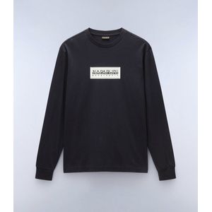 Napapijri - S-Box Logo LS - T-Shirt - Zwart - 100% Katoen