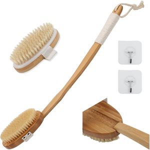 Lange Steel Badborstel met Afneembare Borstelkop - Set van 2 Stuks