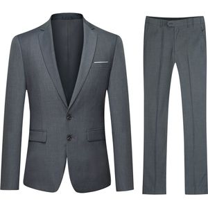 Allthemen Heren 2-Piece Slim Fit Pak - Tweeknoops zakelijk Pak - XS