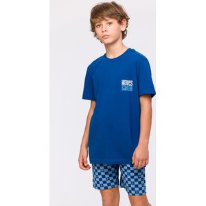 Woody Studio pyjama jongens/heren - donkerblauw - waves - 241-12-QRS-Z/843 - maat 128