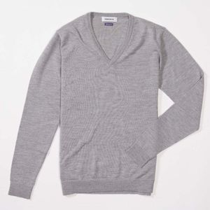 Osborne Knitwear Trui met V hals - Merino wol - Dames - Light Grey - 2XL