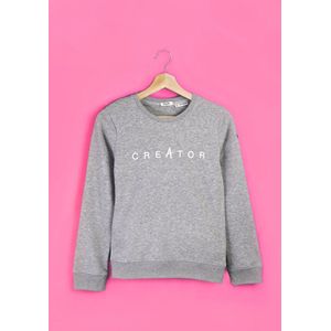 Lilypilly - GRIJZE CREATOR SWEATER VAN BIOLOGISCH KATOEN MET WIT ARTWORK - Maat M