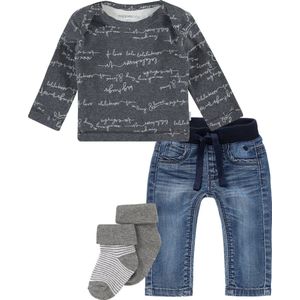 Noppies set(4delig) Jeans met grijs shirt en 2 paar sokjes grijs - Maat 56