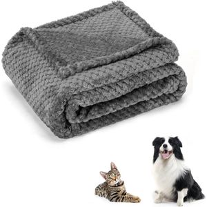 Nobleza Dierendeken - Flanel deken - Hondendeken - Kattendeken - Deken hond - Deken kat - Grijs - Maat M