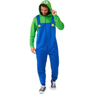 OppoSuits Luigi Onesie - Nintendo Jumpsuit - Kleding voor Luigi Outfit - Thema Huispak - Carnaval - Blauw - Maat: XXL