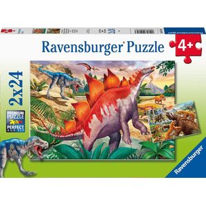 Ravensburger Kinderpuzzel Wilde oertijd dieren - 2 x 24 stukjes