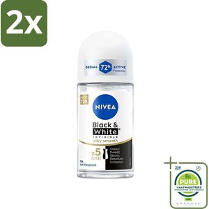 Nivea - Deodorant - Roller - Black & White Silky Smooth - 50 ml - Voordeelverpakking - 2 stuks - NIVEA deodorant - Deodorant roller