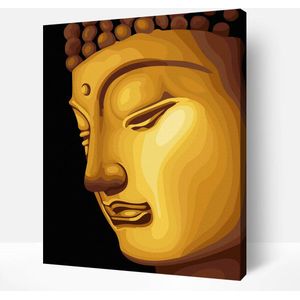 Schilderen Op Nummer Volwassenen DIY Paint By Number Compleet Hobby Pakket op Frame met Vernis - ®Arty Bee - Golden Buddha - 40x50cm