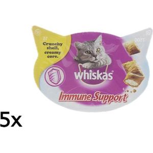 5x Whiskas snack | Immune support | Kattenvoer | Snoepjes | 5x 50gr | Omega 3 | Essentiële vitaminen | Crunchy buitenkant met romige vulling | Kattensnoepjes