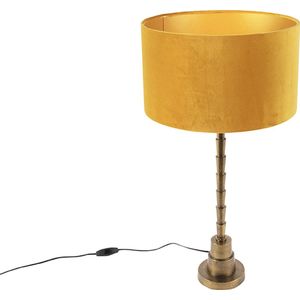 QAZQA pisos - Art Deco Tafellamp met kap - 1 lichts - H 670 mm - Brons - Woonkamer | Slaapkamer