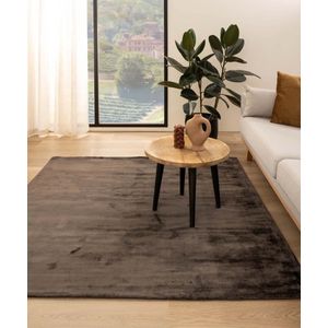 Viscose vloerkleed vierkant - Pearl donkerbruin 160x160 cm