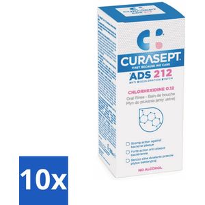 Curasept - Mondspoeling - 0,12% Chloorhexidine - Versterkt Tandvlees & Beschermt Tanden - 200 ml - Bulkverpakking - 10 stuks