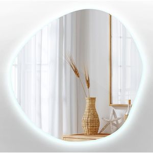 Tulup LED Spiegel - Spiegel Led Verlichting - 68 cm x 67 cm - Asymmetrische Spiegel - LED-spiegel voor Gang - Koel Wit 6500K - Spiegel Met LED Verlichting - Moderne LED Wandspiegel
