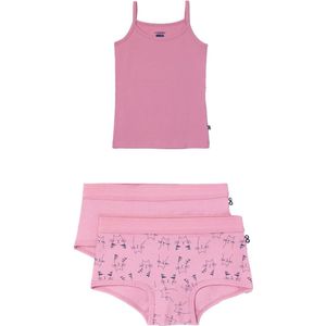 Woody ondergoed set meisjes - roze – kat - 1 hemd en 2 boxers - maat 128