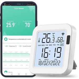 Lexium Wifi thermometer - Hygrometer - Luchtvochtigheidsmeter - Wifi thermostaat - Bluetooth thermometer - Thermometer app