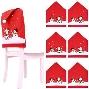 6 stuks kerststoelhoezen, Kerstmis eetkamerstoelhoezen, kerstmanpetten stoelhoezen Xams stoel back cover beschermer voor Kerstmis vakantie eetkamer hotel decoratie