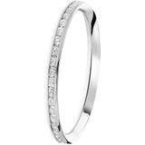 Lucardi Dames Railring rondom zirkonia - Ring - Cadeau voor vrouwen - 9 Karaat - Witgoud