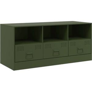 vidaXL - Tv-meubel - 99x39x44 - cm - staal - olijfgroen