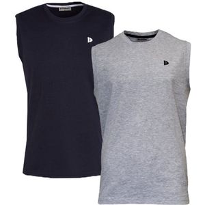 2-Pack Donnay - T-shirt zonder mouw (Stan) - Sportshirt - Heren - Navy/Grey-marl (469) - maat 4XL