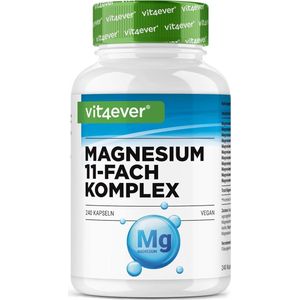 Magnesium Complex - 240 Capsules - Hoog Gedoseerd - Veganistisch - 408 mg Elementair Magnesium per Dagelijkse Dosis