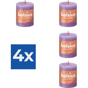 Bolsius Stompkaars Vibrant Violet Ø68 mm - Hoogte 8 cm - Violet - 35 Branduren - Voordeelverpakking 4 stuks