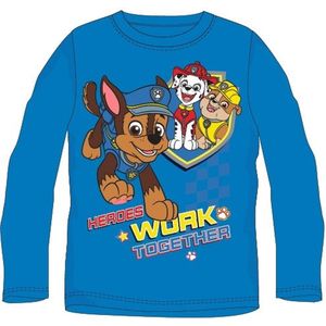 Paw Patrol longsleeve shirt Hereos work together blauw maat 122