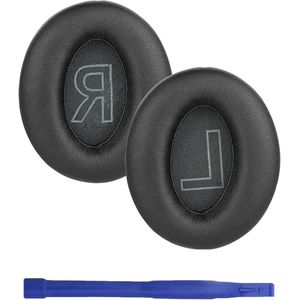 Allecto Plus - Zachte proteïne lederen oorkussens voor geluidsdempende hoofdtelefoon - Vervangende oorbeschermers compatibel met draadloze koptelefoon - Zwart.