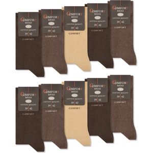 6 paar | Bruin en beige diabetes sokken | zonder knellende boord