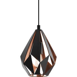 EGLO Carlton 1 Hanglamp - E27 - Ø 20,5 cm - Zwart/Koper