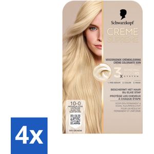 Schwarzkopf - Haarkleuring - Creme Supreme 10-0 - Natuurlijk Ultra Lichtblond - 245g - Voordeelverpakking - 4 stuks