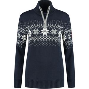John Brilliant Noorse dames trui - fijn gebreid - Merino wol - donkerblauw