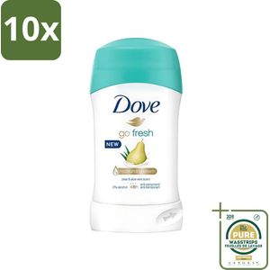 10 x Dove - Deodorant - Stick Go Fresh Pear & Aloe Vera - Frisse geur en bescherming - 40 ml - Grootverpakking - Dove Go Fresh Pear & Aloe Vera - Deodorant Stick - Frisse Geur - Antiwittestrepen - Antitranspirant