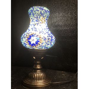 Handgemaakte sfeerlamp blauw peervormige tafellamp Turkse mozieklamp Oosterse bureaulamp