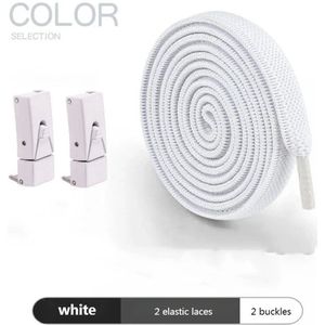 Elastische Schoenveters – Sneakers – Metalen Sluiting – Geen Strikken – Wit – 2 Stuks