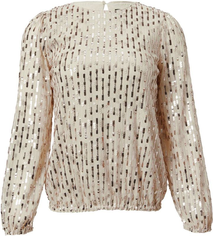 comma - Blouse - Pailletten - Ronde Halslijn