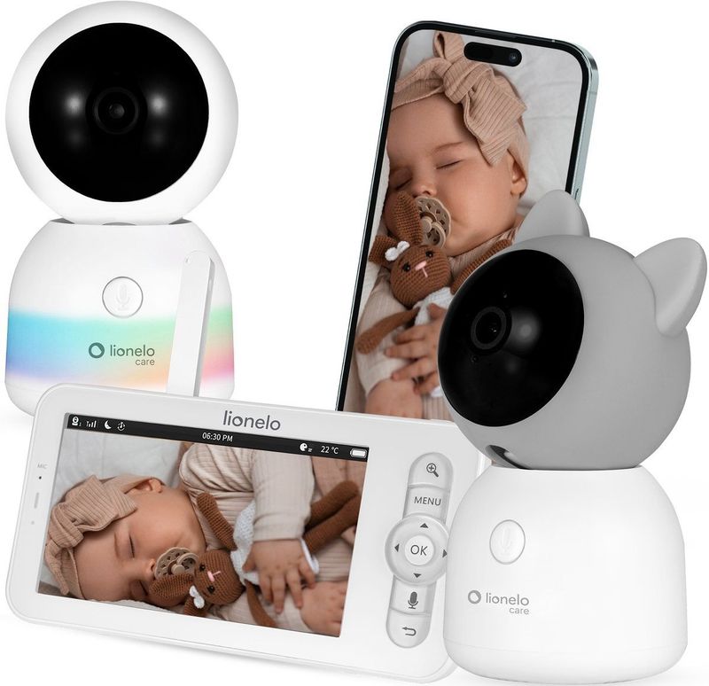 Lionelo Babyline 9.2 AI - Babyfoon met AI - Full HD camera - Nachtlampje - Huildetectie - Bewegingsdetectie - Temperatuur- en vochtigheidssensor - Tweeweg communicatie - VOX modus - App-connectiviteit - Voedingsherinnering