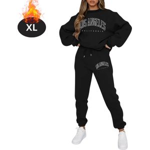 Nivard Joggingpak - Huispak - Volwassenen - Trainingspak - Comfortabel - Joggingsbroek - Tracksuit - Dames - Zwart - XL