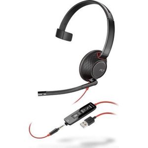 POLY Blackwire 5210 Headset Bedraad Hoofdband Oproepen/muziek USB Type-A Zwart, Rood