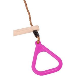 Houten trapeze met kunststof driehoeksringen Roze en PP Touw