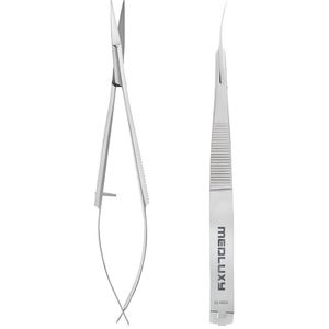 MEDLUXY® Pro - Wenkbrauw schaartje - Gebogen Micro Snijbladen - 11 cm (wenkbrauw trimmer, eyebrow scissor, wenkbrauwschaar, gezichtshaarschaar)