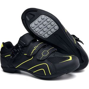 RAMBUX® - Fietsschoenen - MTB Schoenen Heren & Dames - Zwart Geel - Platte Zool - Wielrenschoenen - Klikschoenen - Mountainbike - Racefiets - Maat 47