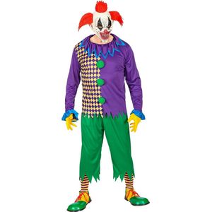 Widmann - Monster & Griezel Kostuum - Enge Clown Cirque Du Macabre - Man - Groen, Paars - Medium - Halloween - Verkleedkleding