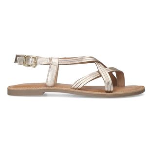 Sacha - Dames - Gouden leren sandalen met gekruiste bandjes - Maat 38