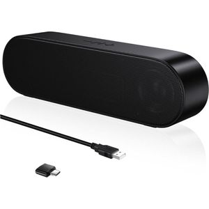 DD Soundbar Pc - Bekabelde en Draadloze Pc -Luidspreker - USB Mini Soundbar - 4x23x7cm - Zwart