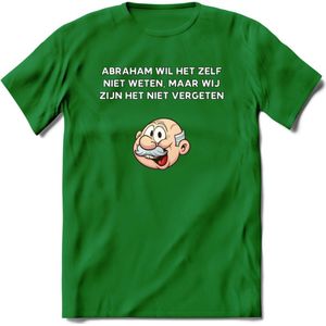Abraham wil het zelf niet weten T-Shirt | Grappig Abraham 50 Jaar Verjaardag Kleding Cadeau | Dames – Heren - Donker Groen - XL