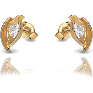 Juwelier Zwartevalk 14 karaat gouden bicolor oorbellen - 12.318
