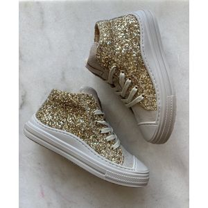 Lunella meisjessneaker goud glitter maat 32 met beschermtop